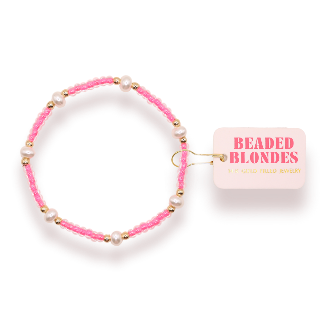 Hot Pink Pearl Bracelet: Standard 6.75 inch