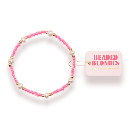 Hot Pink Pearl Bracelet: Standard 6.75 inch