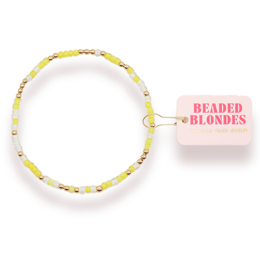 Butter Yellow Sprinkle Bracelet: Standard 6.75 inch
