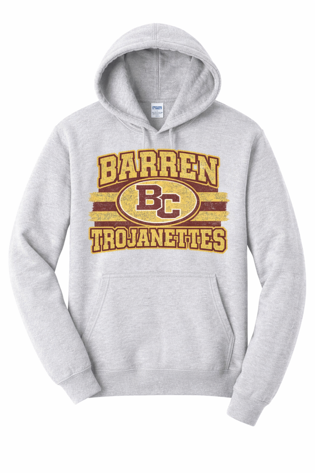 Barren Trojanettes Vintage Varsity Stripe Hoodie - Sport Grey