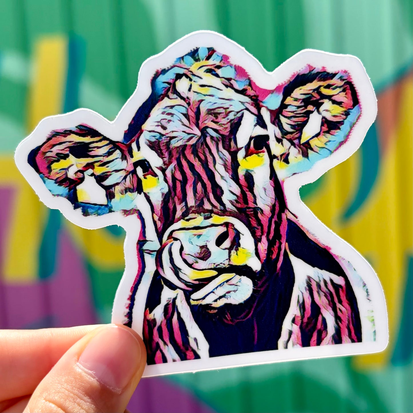 Colorful Cow Sticker