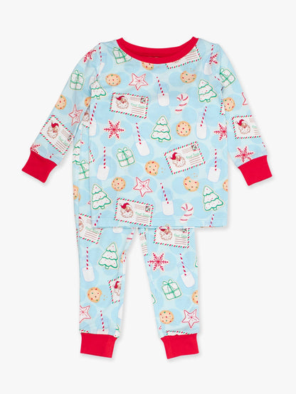 SoftSnooze™ Kids Bamboo Viscose Santa Sweets Long Sleeve Pajama Set: Blue / 18-24m