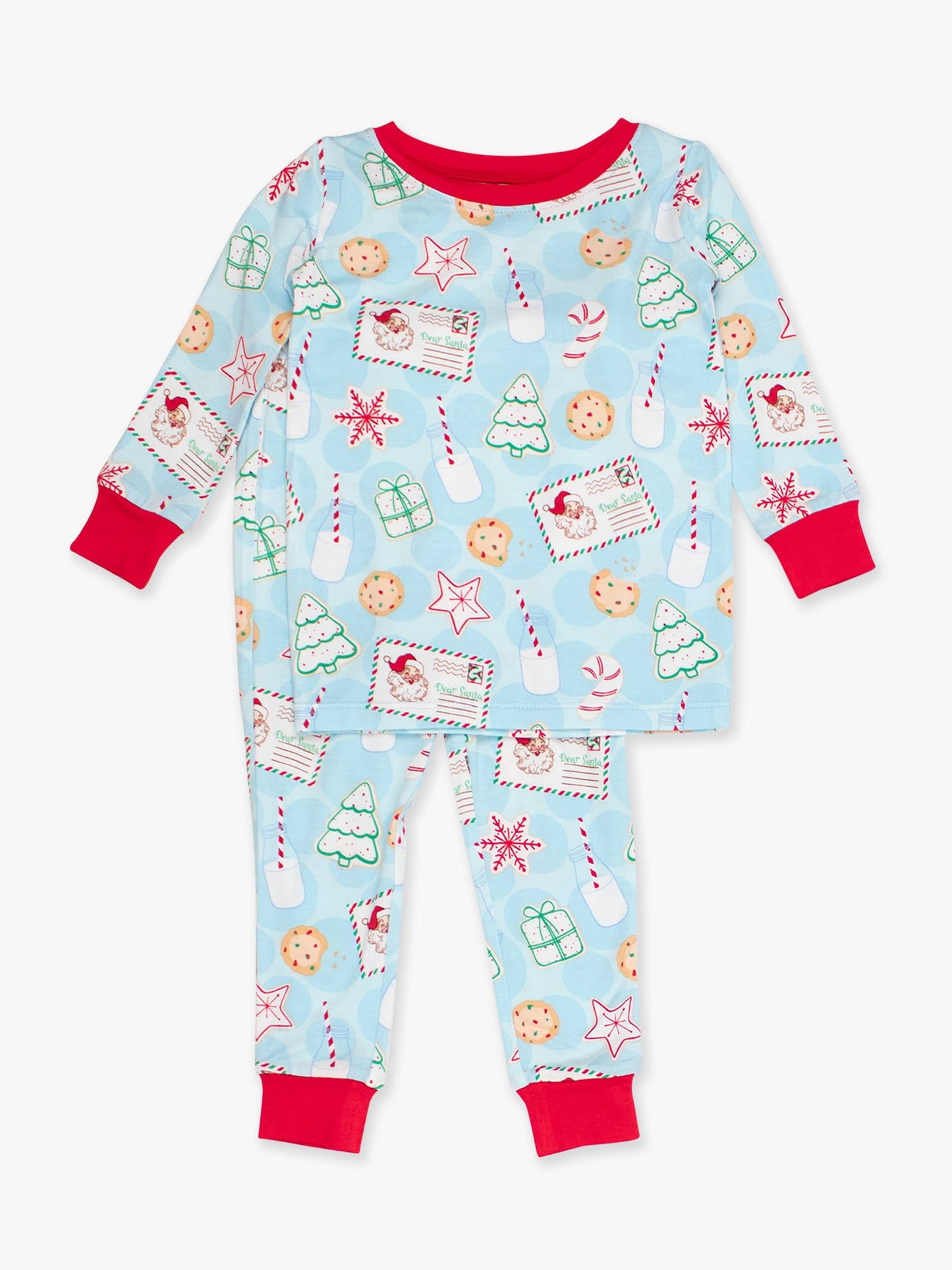 SoftSnooze™ Kids Bamboo Viscose Santa Sweets Long Sleeve Pajama Set: Blue / 12/14