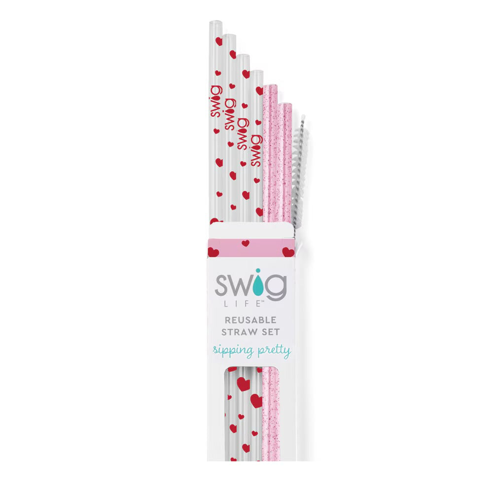 Sweethearts Swig Glitter Reusable Straw Set