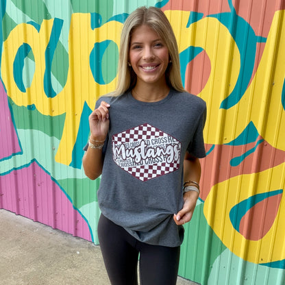 Red Cross Mustangs Checkerboard Tee (Youth & Adult)