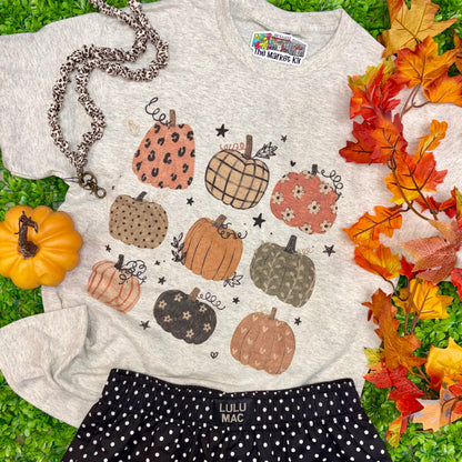 Fall Pumpkin Doodle Collage Tee
