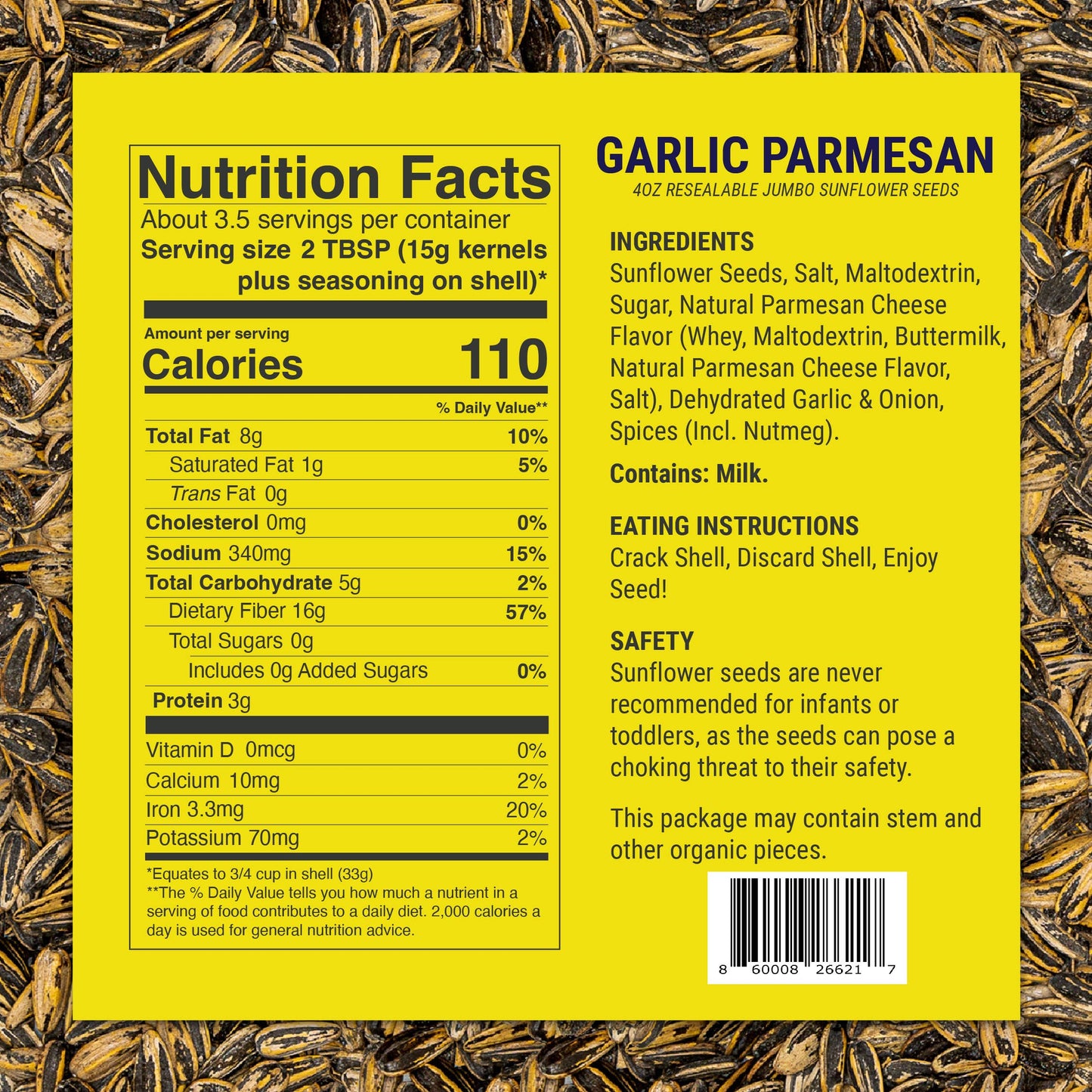 SMACKIN' Garlic Parmesan Sunflower Seeds (4 oz)