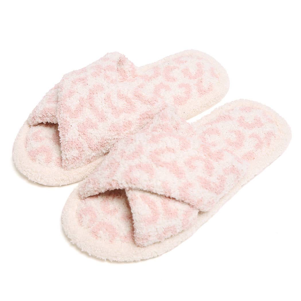 Luxury Soft Crossover Leopard Pattern Slipper: GREY / S/M