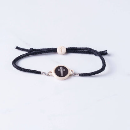 Tap To Pray™ - Survivor Series Handmade Bracelets: 14K Gold-Plated + Vanilla Cross