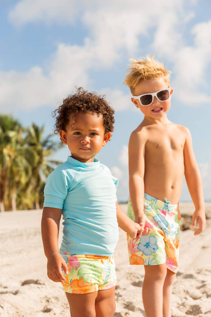 Tropical Breeze Short Sleeve Rash Guard: 18-24m / Blue