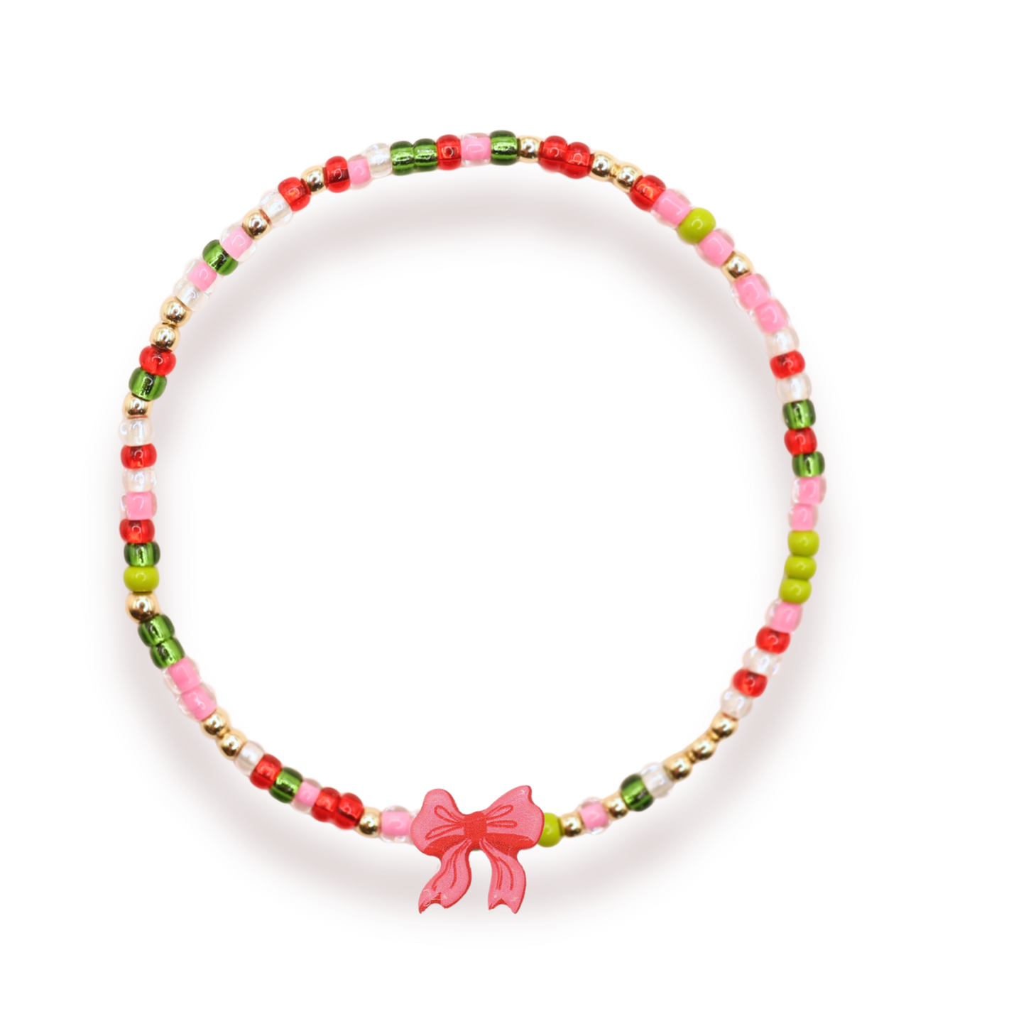Red Bow Holiday Bracelet: Standard 6.75 Inch / Sprinkle