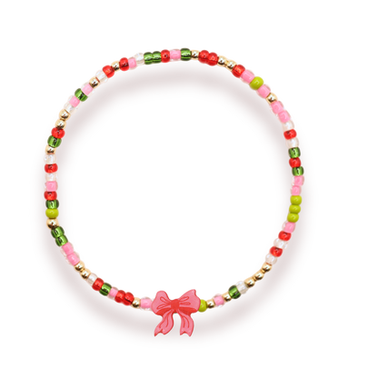 Red Bow Holiday Bracelet: Standard 6.75 Inch / Sprinkle
