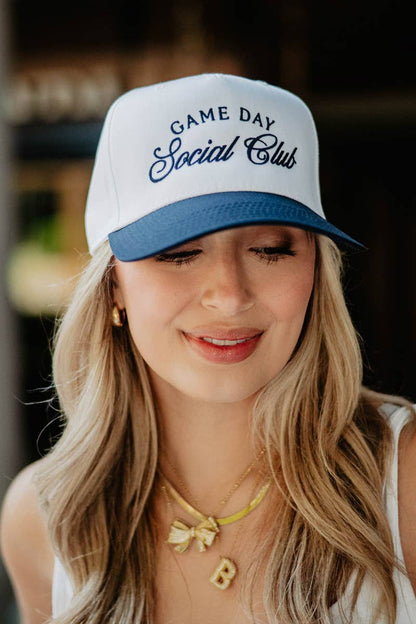 Game Day Social Club Two-Toned Vintage Hat: Blue and White