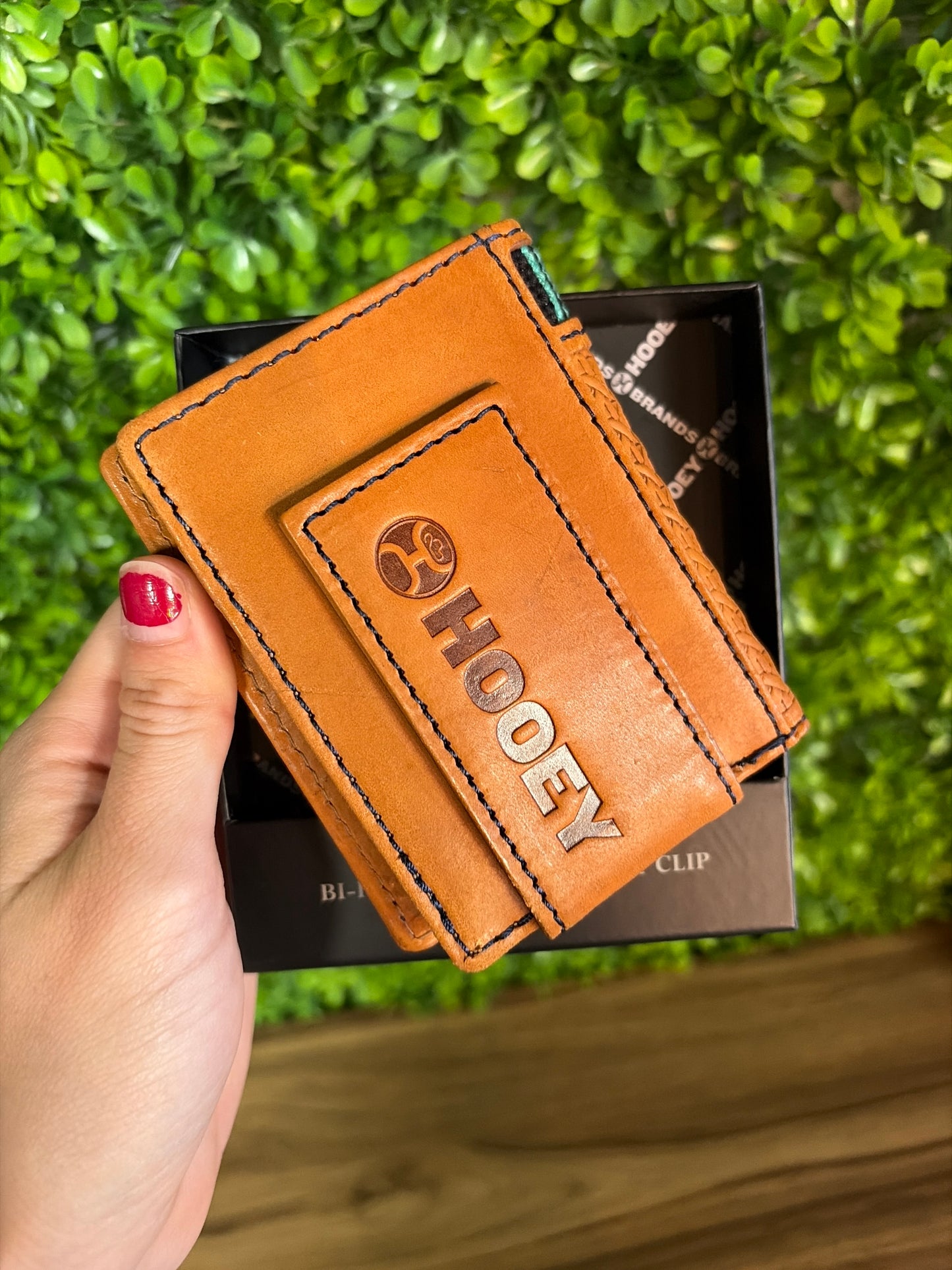Hooey “Tarlo” Hands Up Basket Weave Bifold Money Clip Wallet