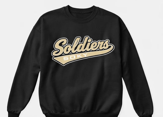 SOKY Soldiers Varsity Script Tee or Sweatshirt - Black/Vegas Gold
