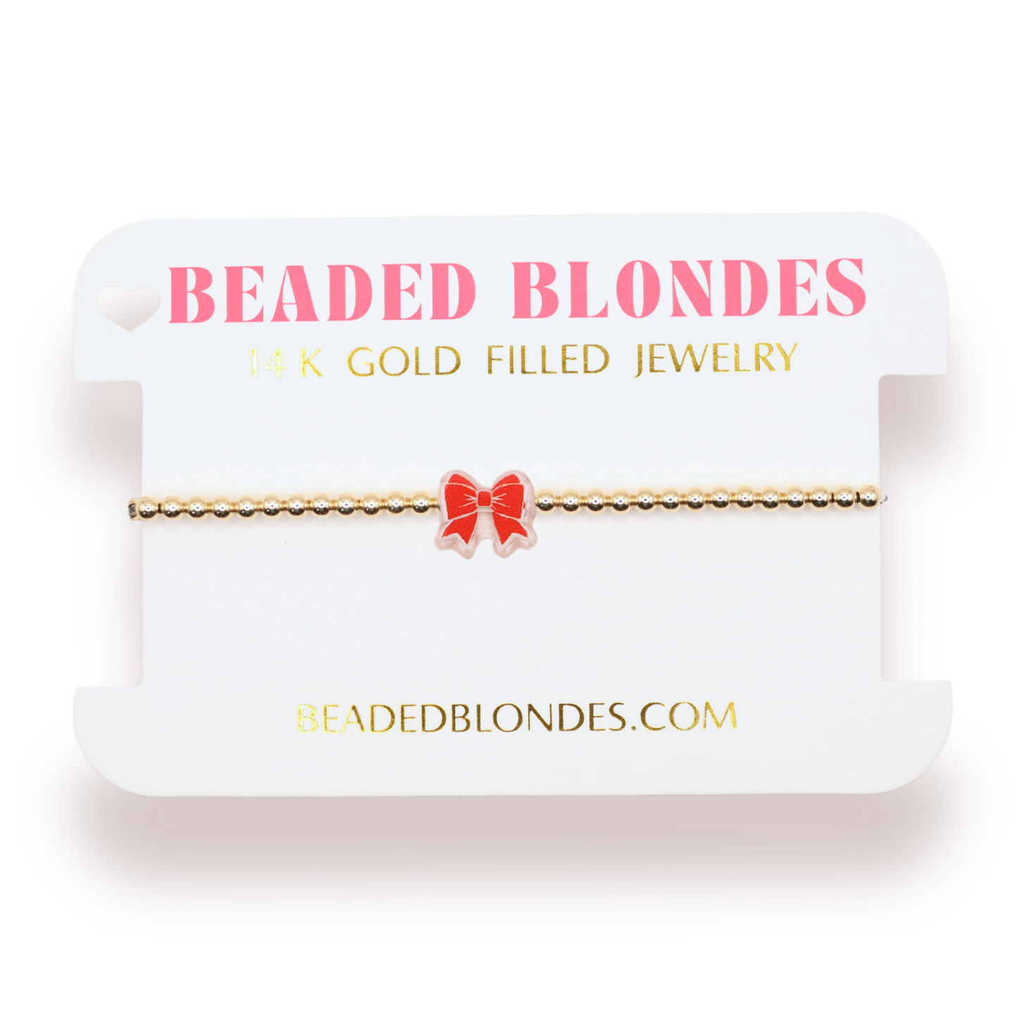 Red and White Bow Bracelet: Standard 6.75 inch / Sprinkle