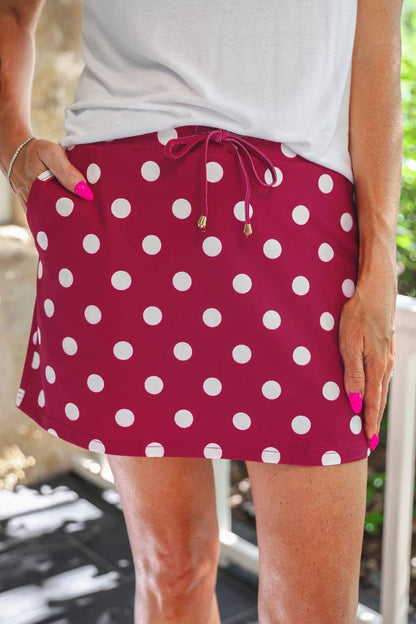 Burgundy Polka Dot Skort: Burgundy / Small