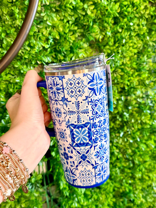 Swig Indigo Tiles Travel Mug 22Oz