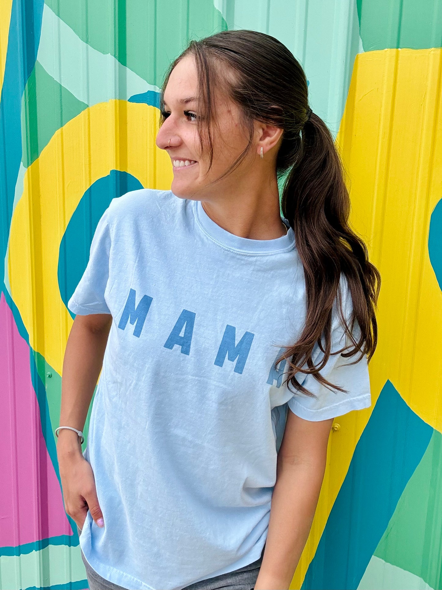 MAMA Blue Monotone Comfort Colors Tee