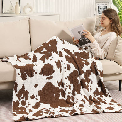 Cow Pattern Throw Blanket: Coffee / ONE SIZE