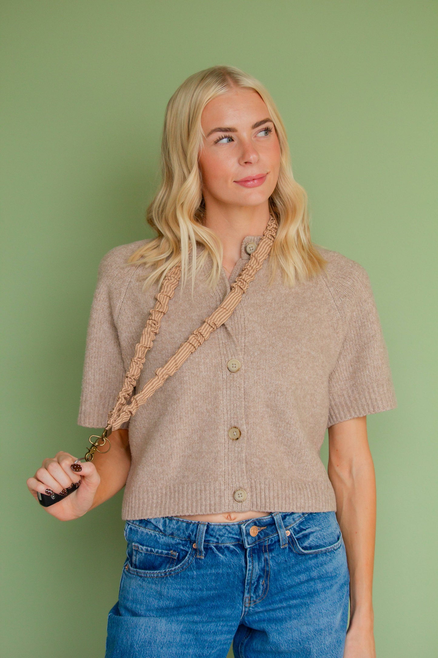 Coffee Striped Lanyard