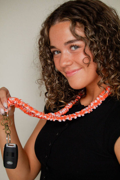 Orange Gingham Lanyard