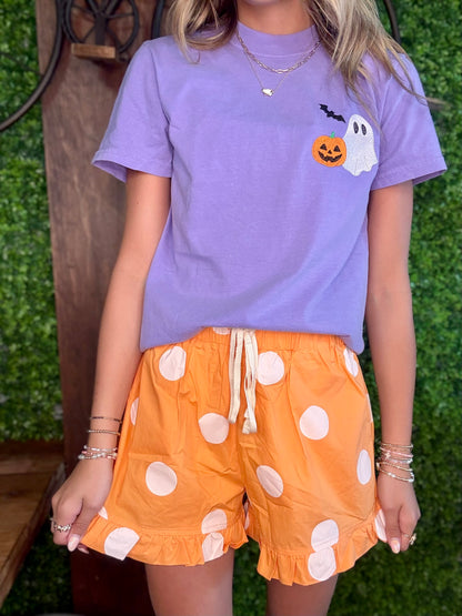 Spooky Trio Embroidered Comfort Colors Tee: Purple