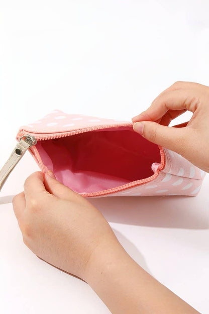Polka Dot Cosmetic Clutch: Light Pink