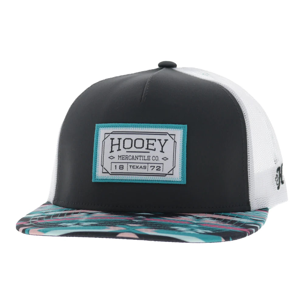 Hooey Doc Trucker Hat - Charcoal/White/Teal/Pink Patch