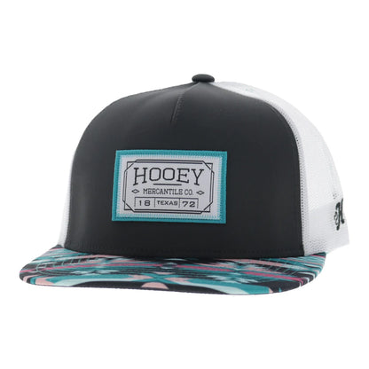 Hooey Doc Trucker Hat - Charcoal/White/Teal/Pink Patch