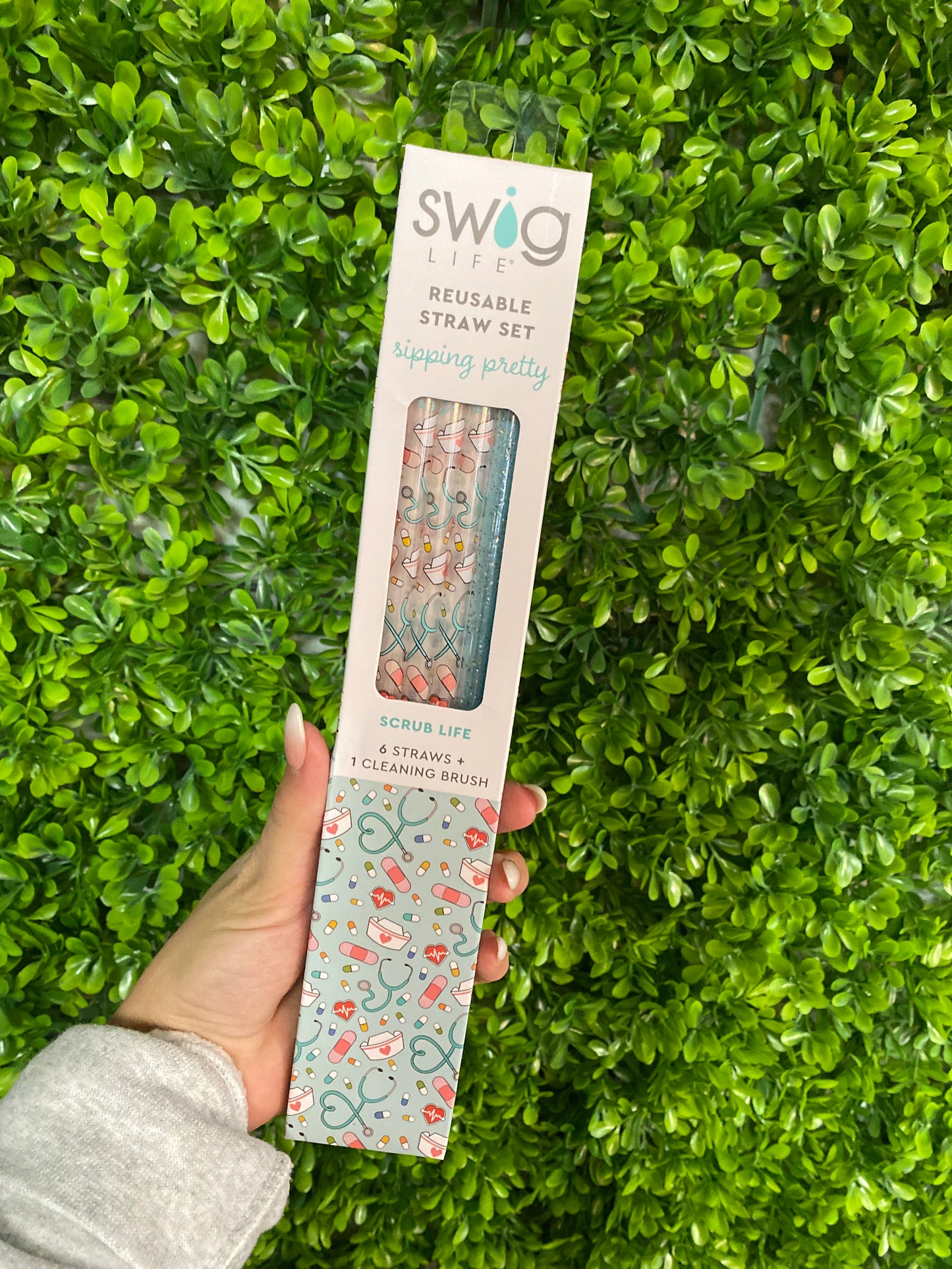 Swig Reusable Straw Set Scrub Life + Aqua Glitter