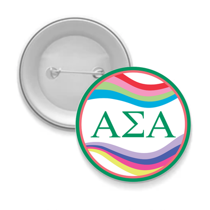 Sorority Button - Retro Wave Design: 3" Round / Pi Beta Phi