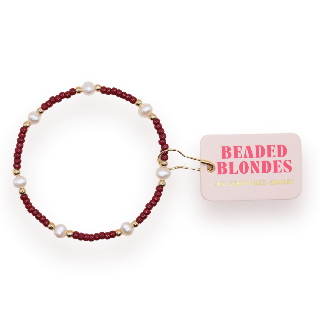 Maroon Pearl Bracelet: Standard 6.75 inch