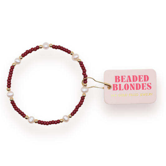Maroon Pearl Bracelet: Standard 6.75 inch