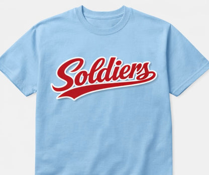 Soldiers Varsity Script Tee - Carolina Blue/Red