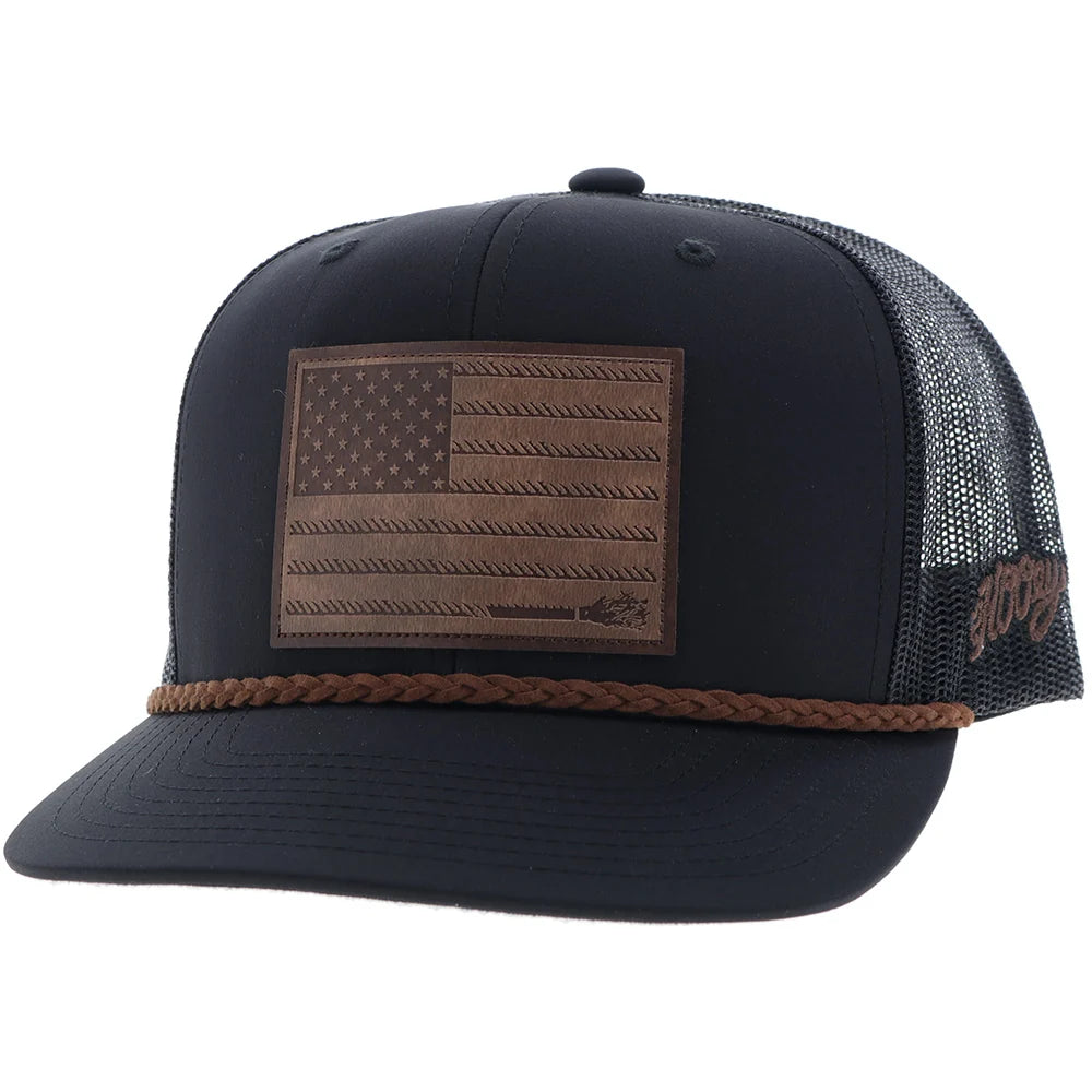 Hooey Liberty Roper Men’s Trucker Hat - Black w/ Leather Patch
