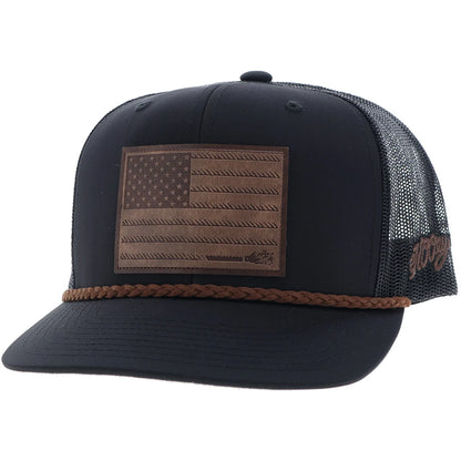 Hooey Liberty Roper Men’s Trucker Hat - Black w/ Leather Patch