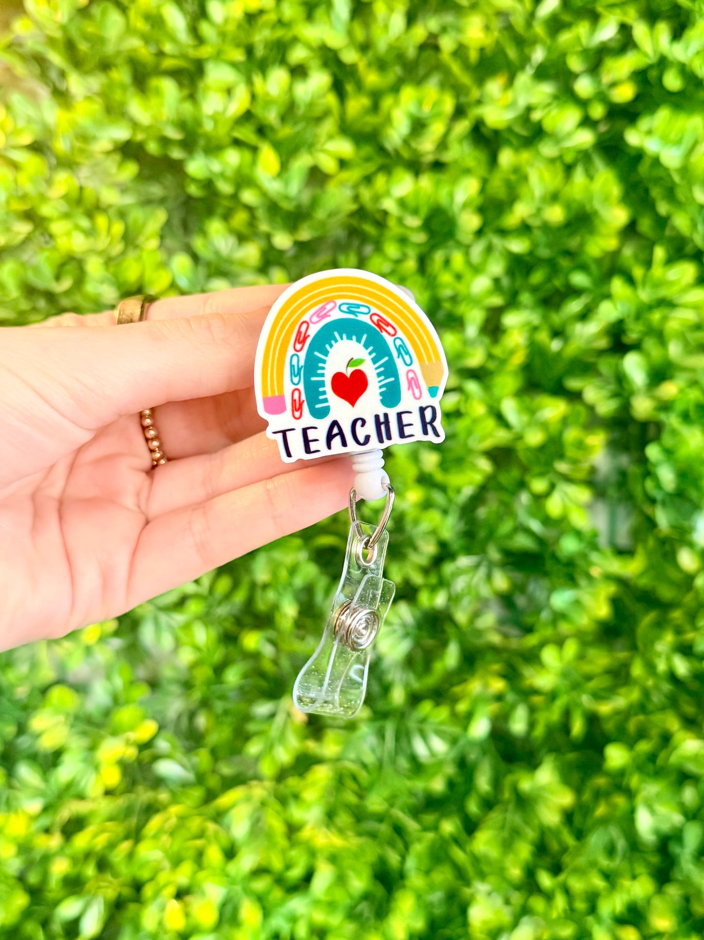 Teacher Rainbow Badge Reel