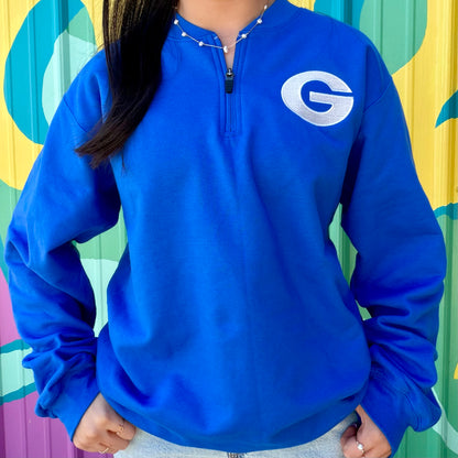 Glasgow Embroidered Quarter Zip - Royal