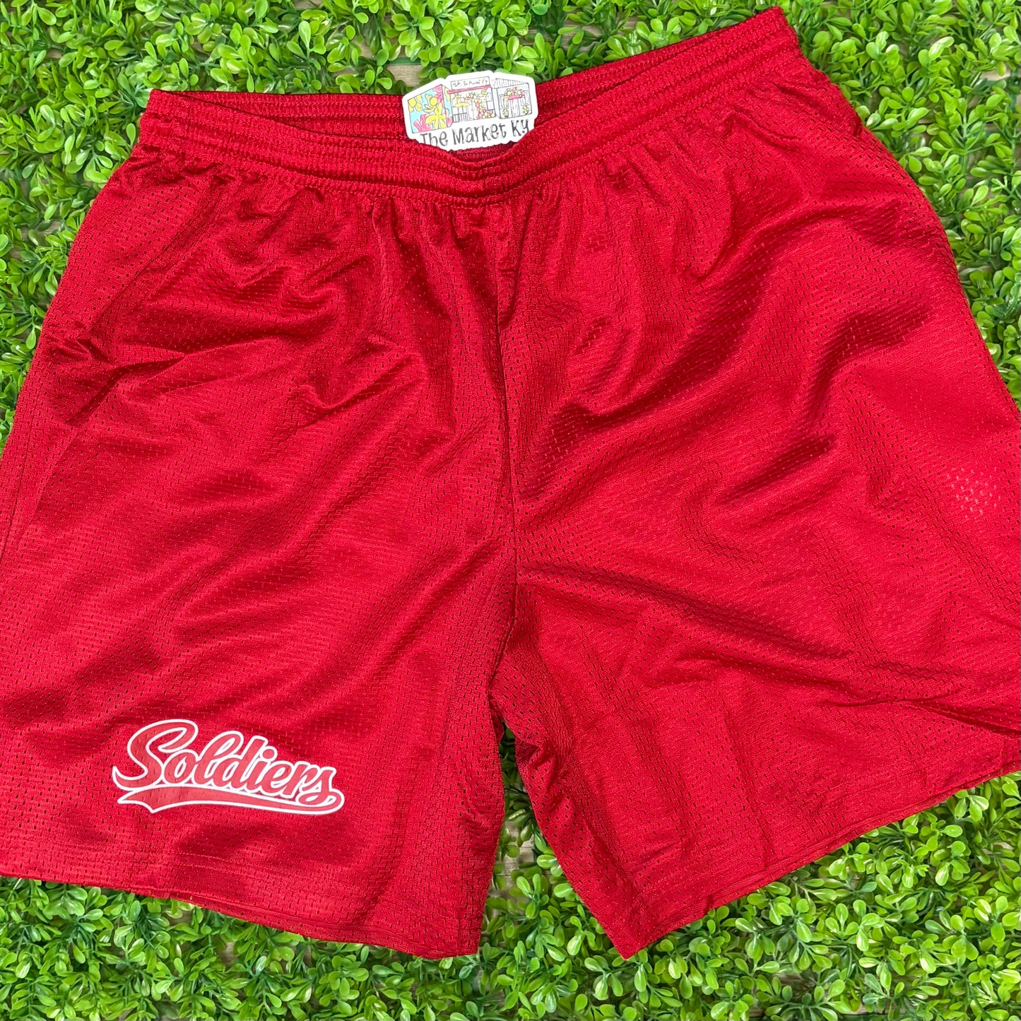 Soldiers Varsity Script Mesh Shorts - Red/White