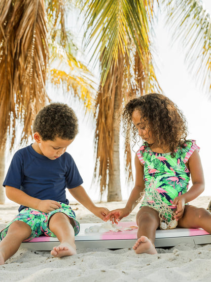 Flamingo Frenzy Swim Trunks: 7 / Multi-Color