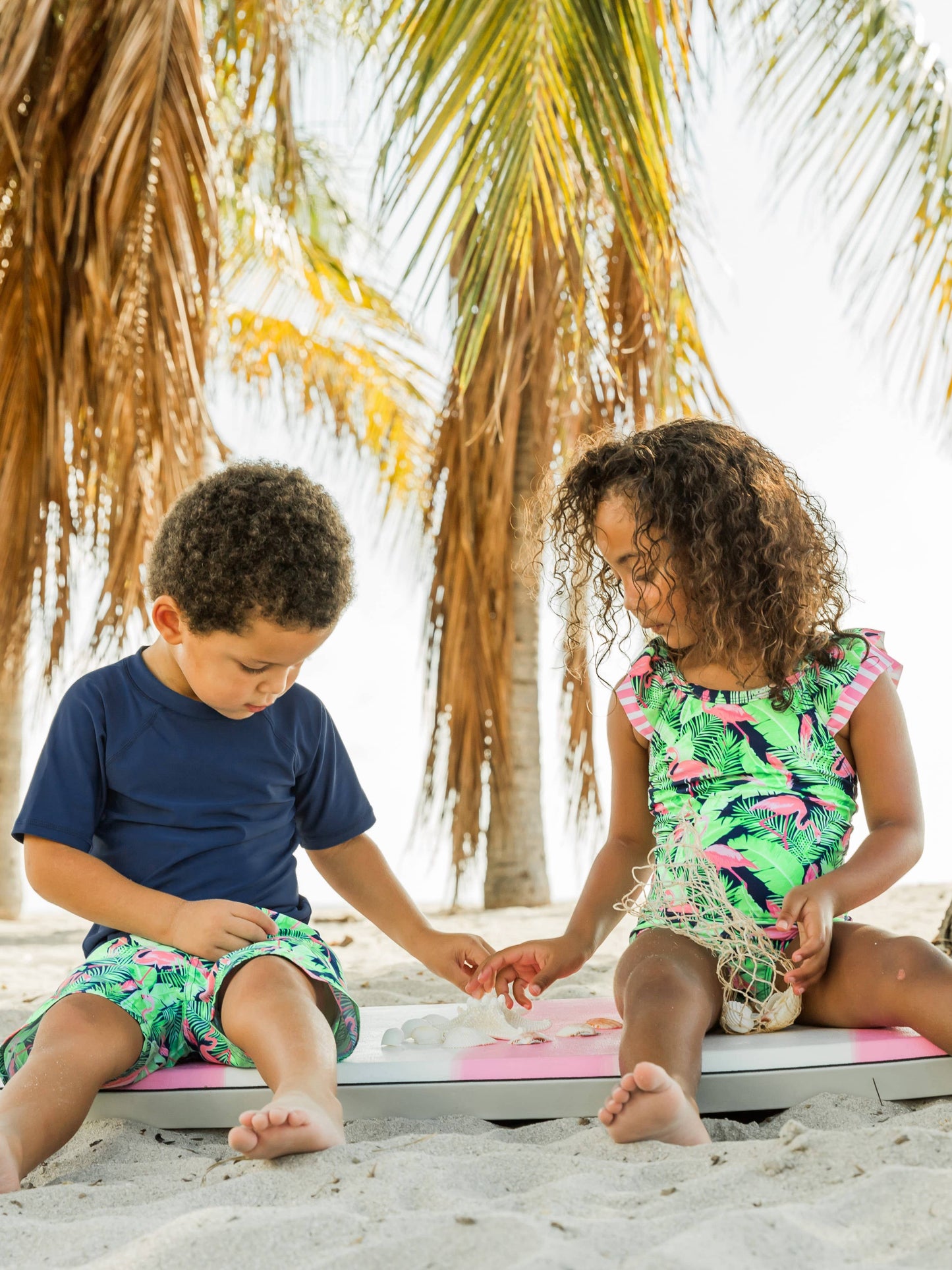 Flamingo Frenzy Swim Trunks: 10 / Multi-Color