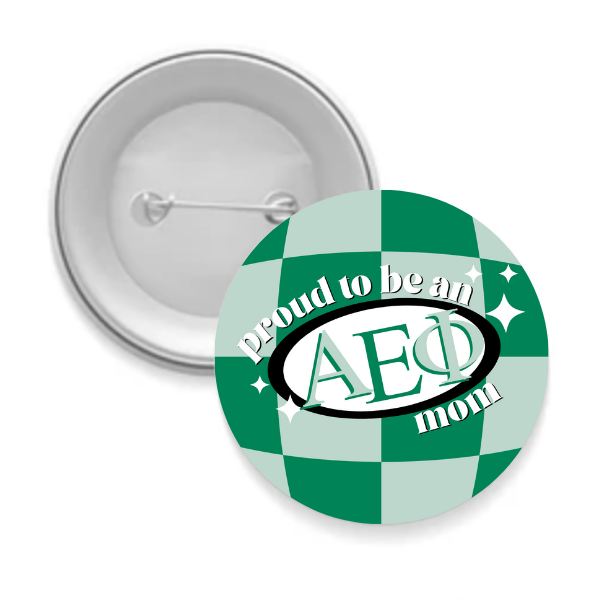 Sorority Mom Button - Proud to Be Checkered: 3" Round / Kappa Delta