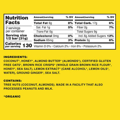 Kate's Real Food "Bivy" Lemon Coconut Oat Bar 2.2oz