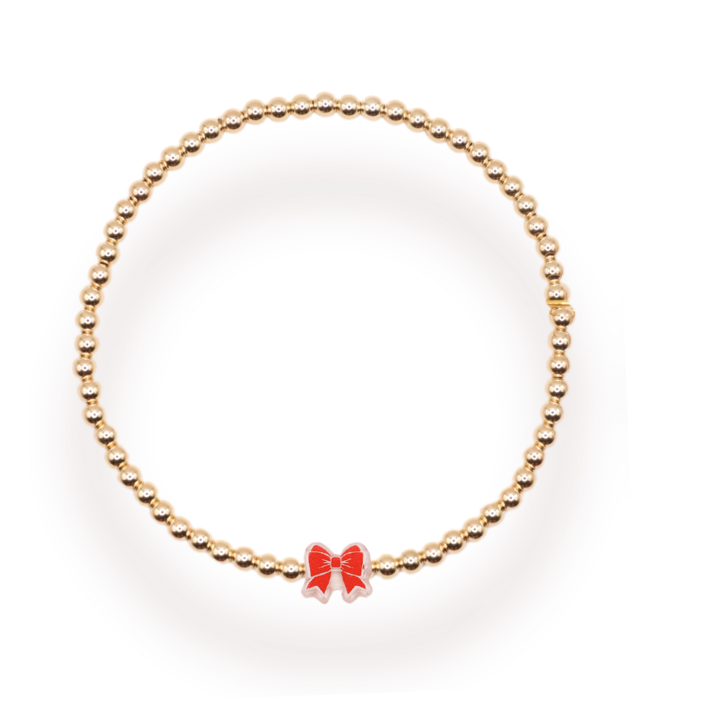 Red and White Bow Bracelet: Standard 6.75 inch / Sprinkle