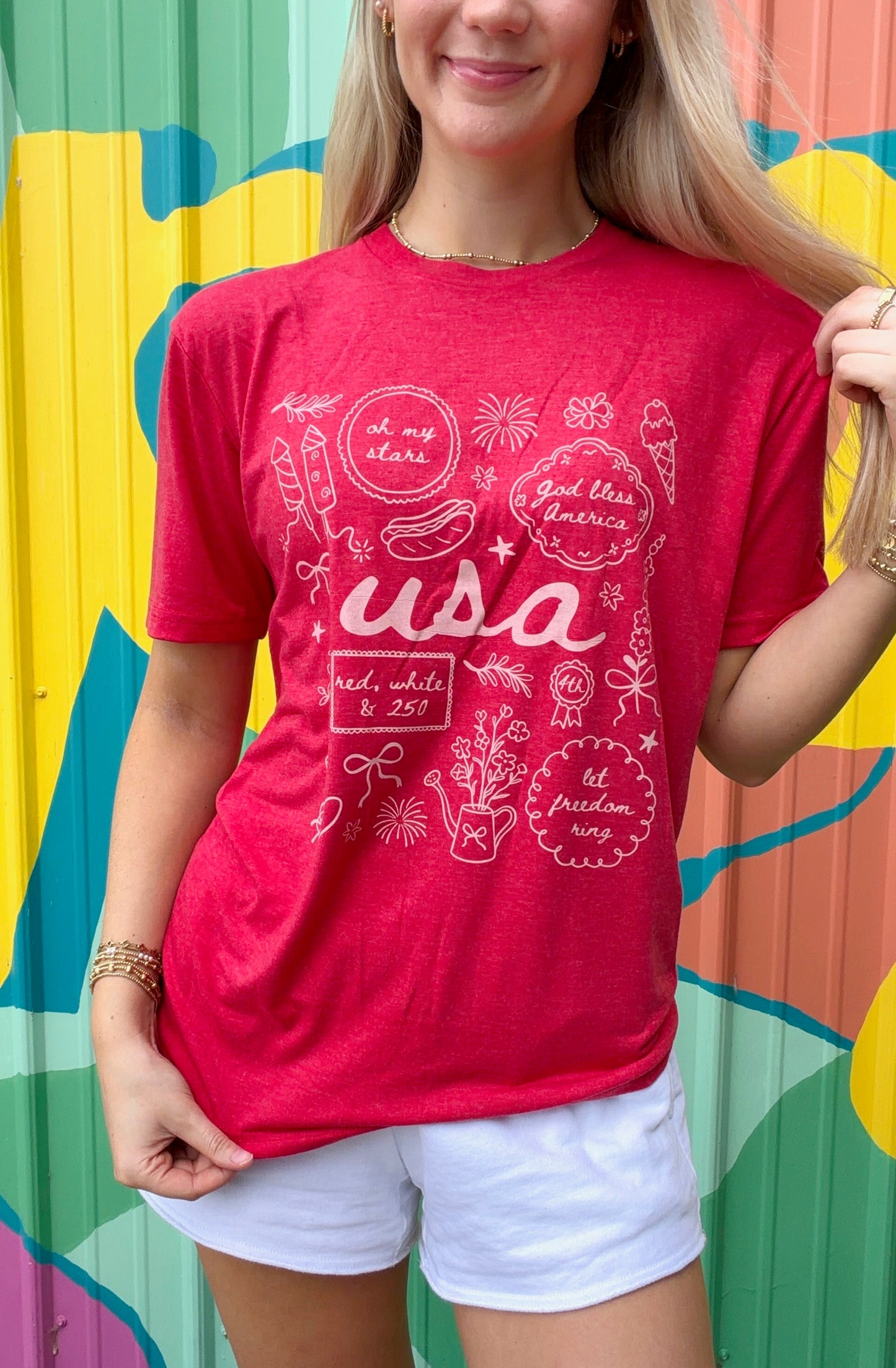 USA Doodle Collage Graphic Tee