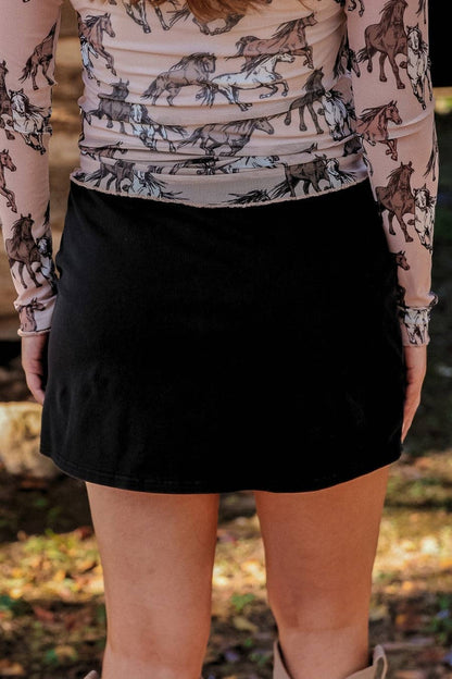 Refined Denim Stretch Skort- Black Wash