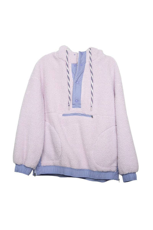 Light Purple Two-Toned Sherpa Fleece Pullover: Light Purple
