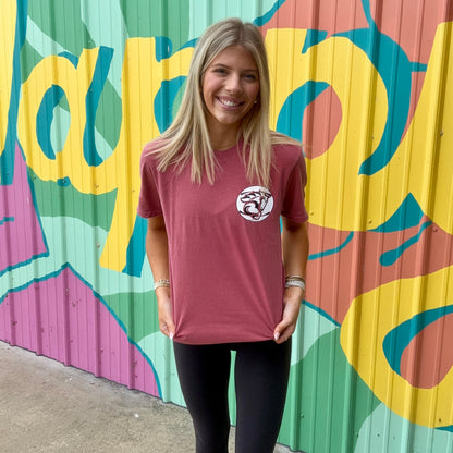 Distressed Red Cross Mustangs Comfort Colors Tee (Youth & Adult)
