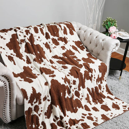 Cow Pattern Throw Blanket: Coffee / ONE SIZE